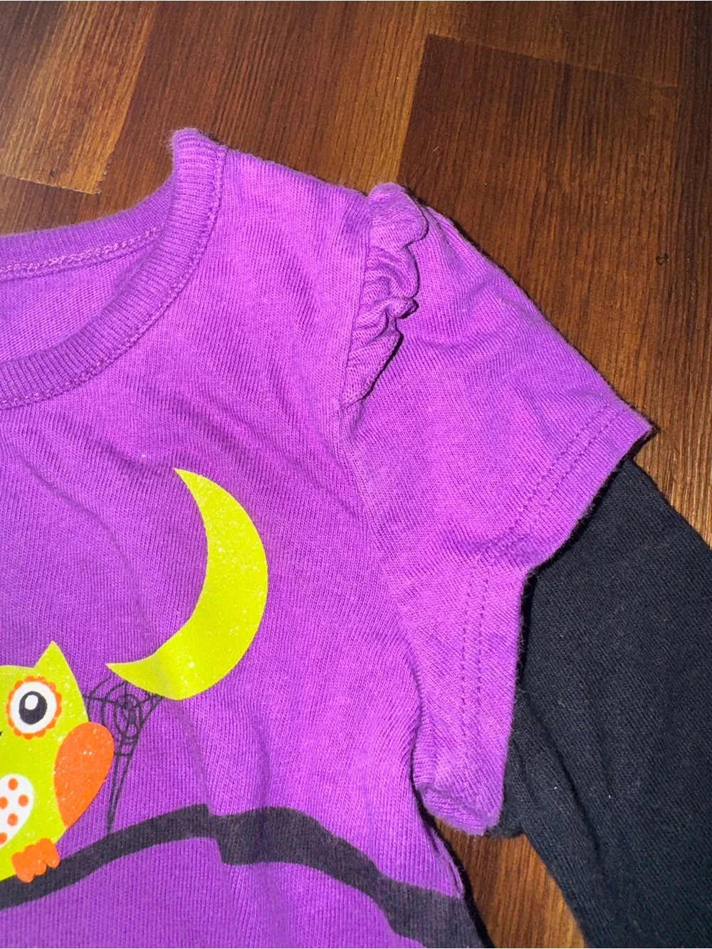 Girls 18M Purple Halloween Owl Haunted House Layered Shirt 🎃👻